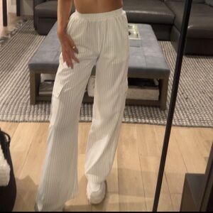 Princess Polly Lista Elastic Pocket Pants in white pinstripe